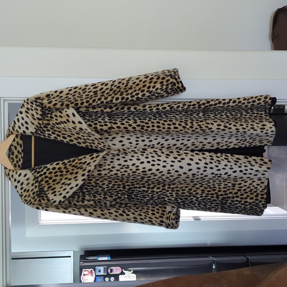 Rare Vintage Faux Fur Leopard Ocelot Cheetah Coat By Safari Sportowne La France